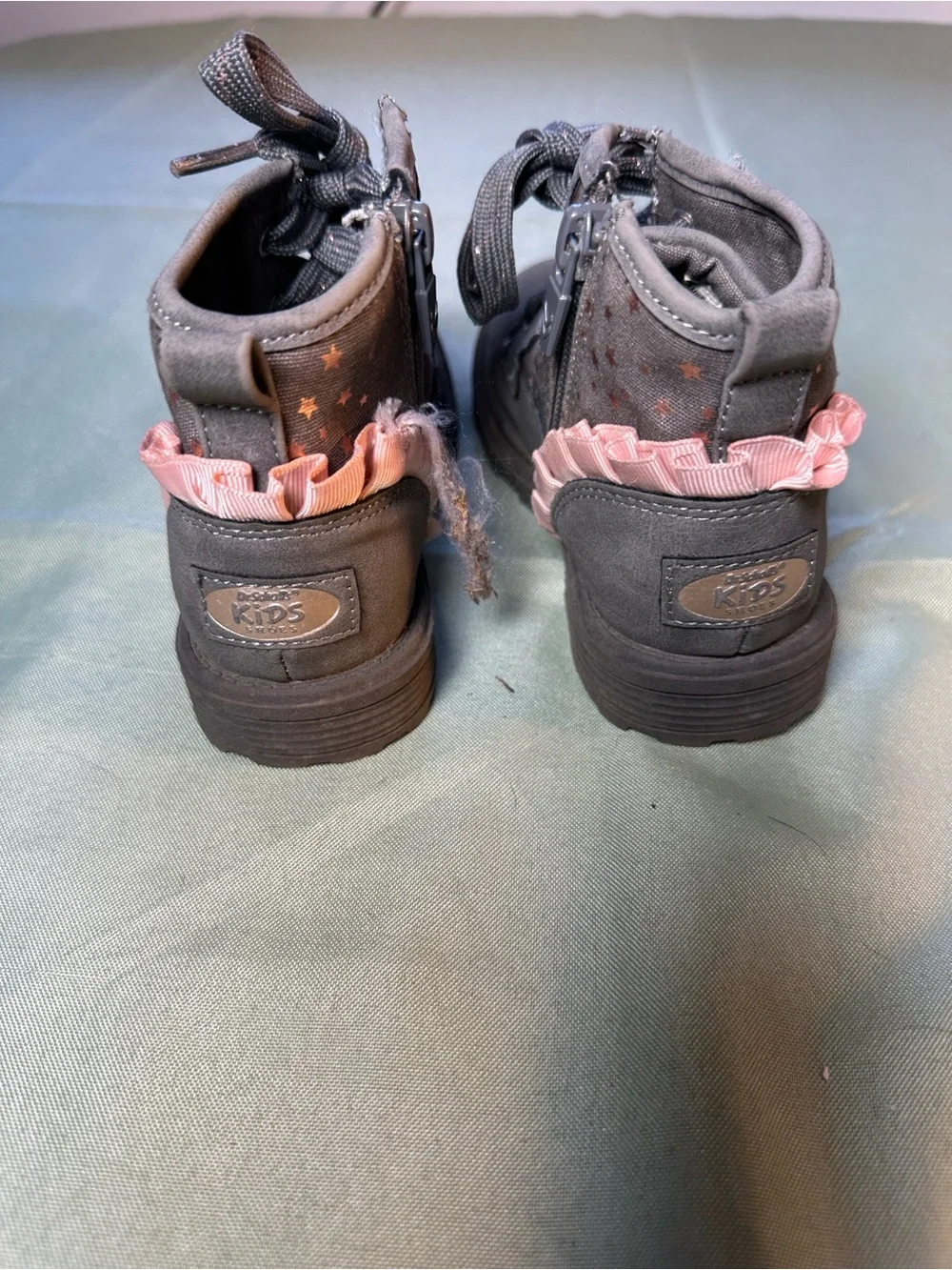 Dr. Scholl's Gray Kids Lace-Up Ankle Boots with Pink Trim